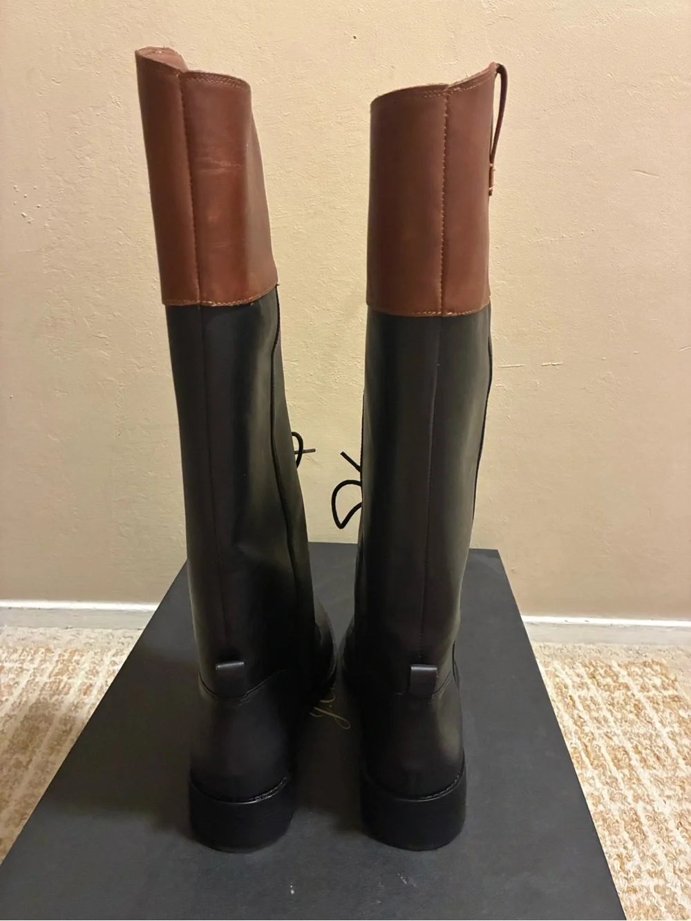 J.Crew leather Black BrownTall Lace-Up Riding Boots